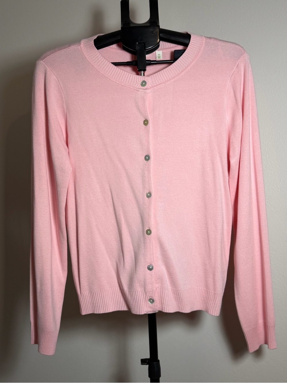 Soft Pink Crewneck Cardigan